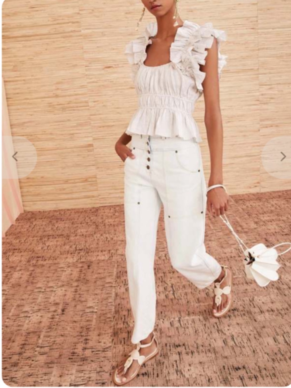 Ulla Johnson Linen Ruffled Peplum Blouse - Picture 3 of 13